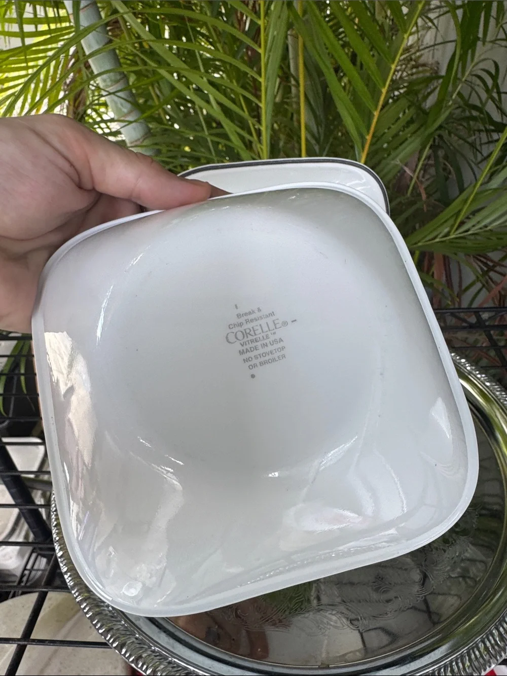 Corelle Simple Square Lines White Square Bowls with Black Trim - Set of 2